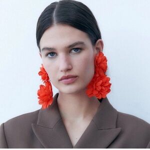 Orange / Red Floral Earrings